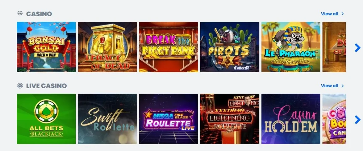 Bläddra i casinots spellobby.
